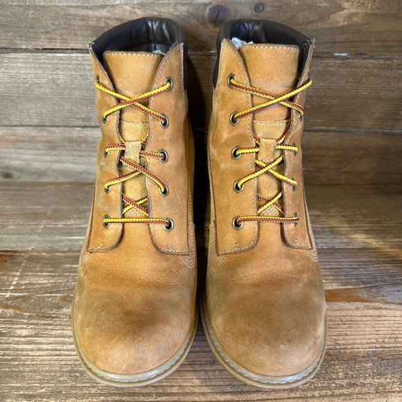 Womens Timberland Amston Wheat Nubuck‎ Leather Wedge Heeled Ankle Boots Size 7 M - Picture 3 of 6